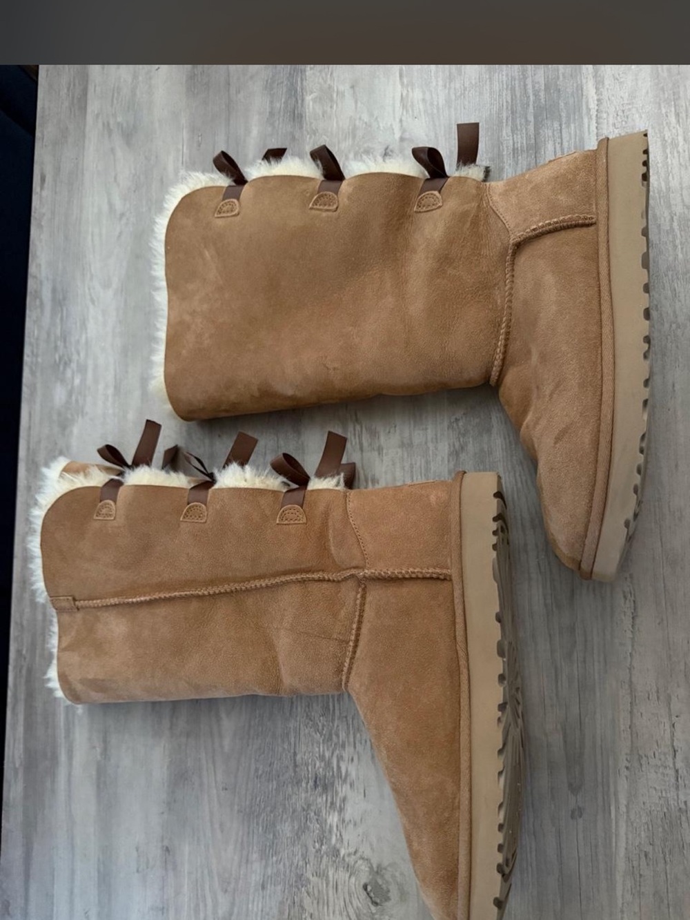 Women's Tall Faux Fur Suede Winter Boots - Chestnut